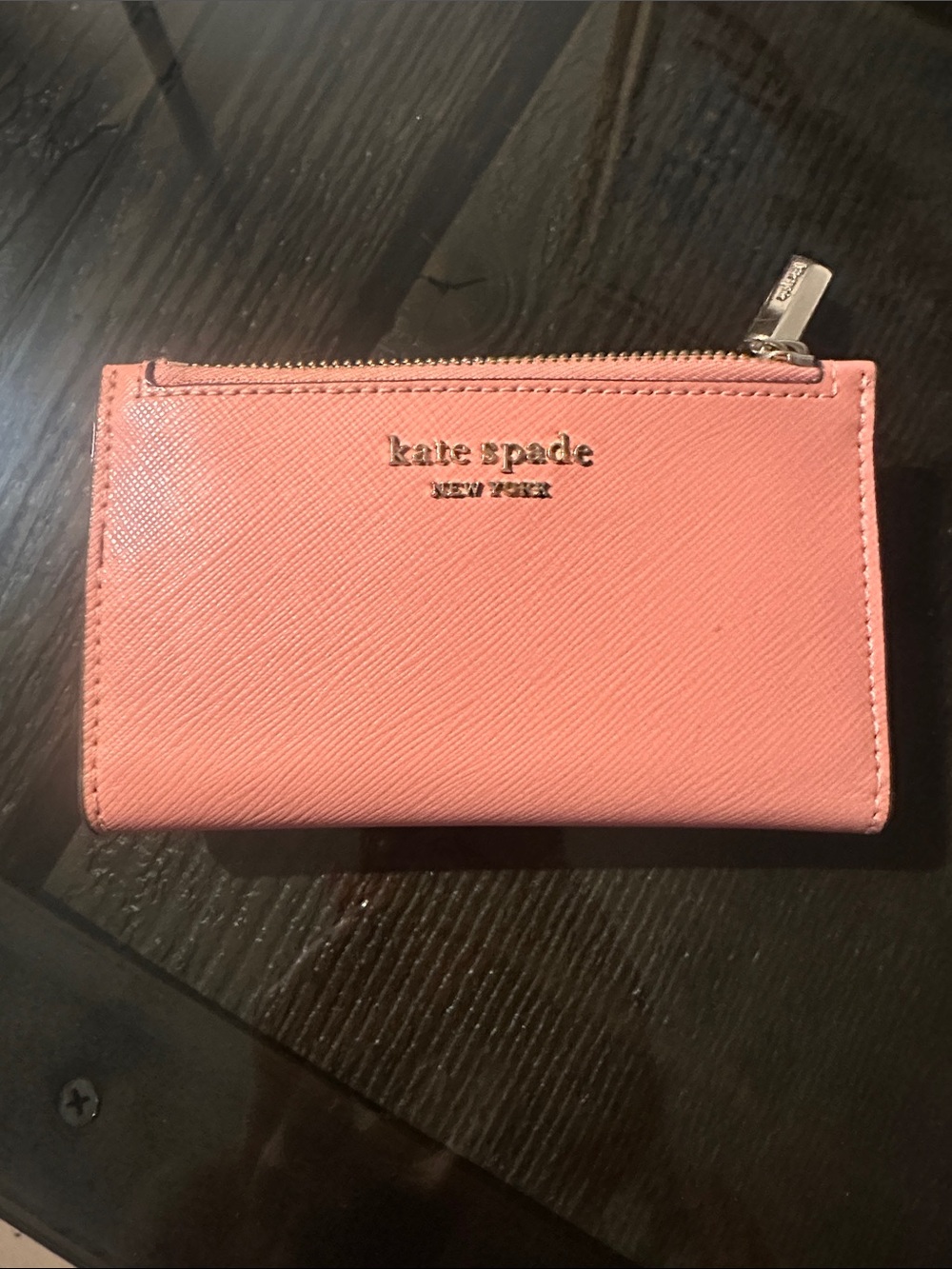 kate spade Pink Saffiano Zip Card Case Wallet